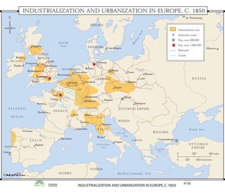 Industrialization in Europe 1850 Map Quiz Statistics
